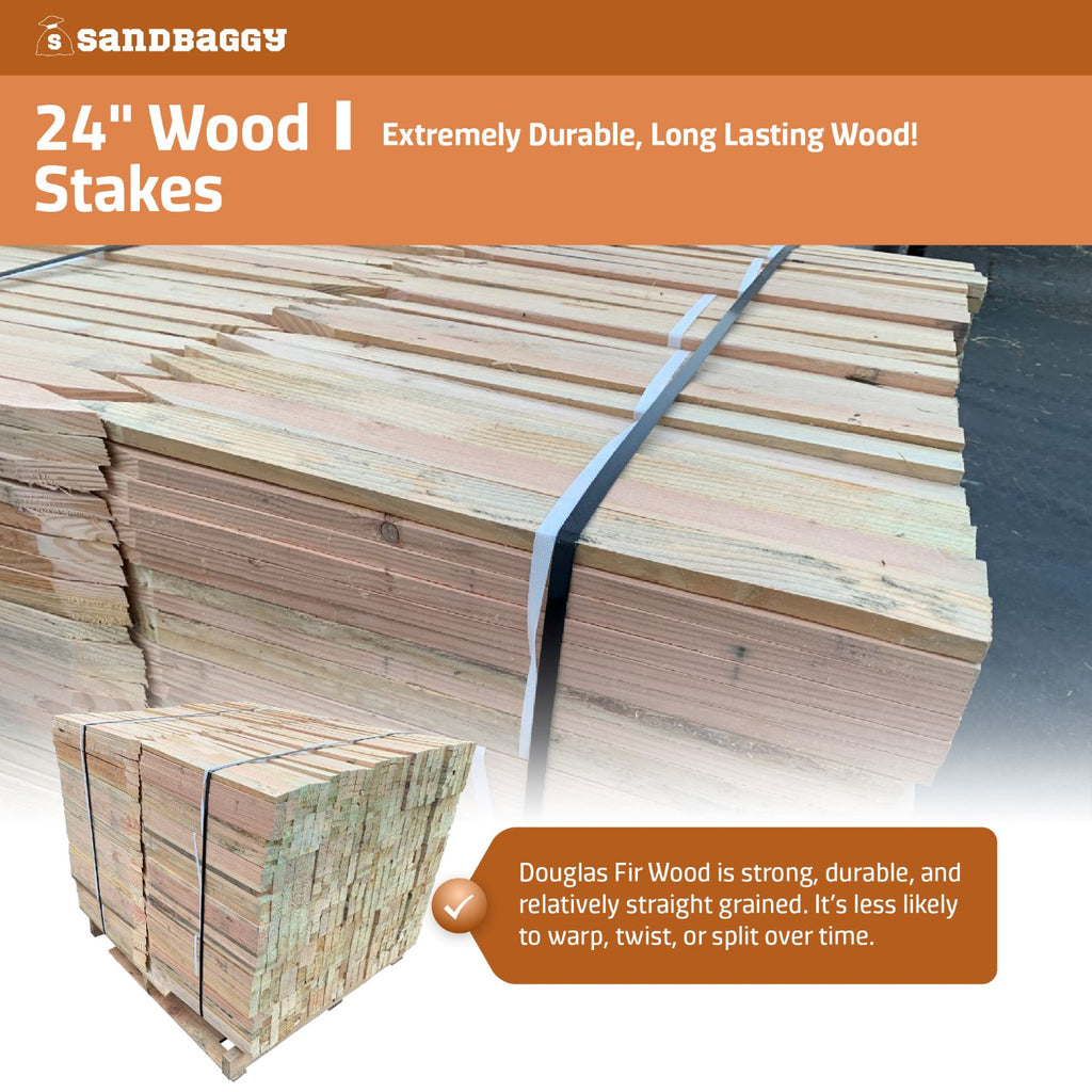 24-Inch Wood Garden Stakes | Heavy-Duty | Made in USA (50-Pack) – Sandbaggy