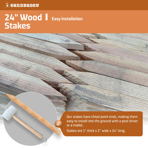 24" wood stakes with chisel points