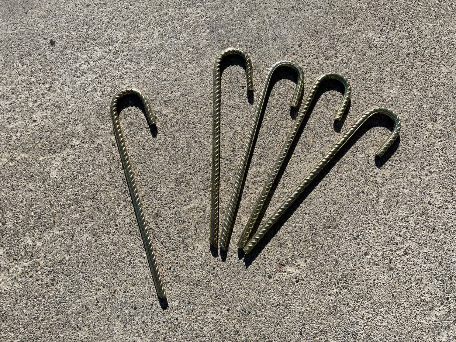 USA Made - #3 Rebar Stakes J Hook Heavy Duty Steel Ground Anchors