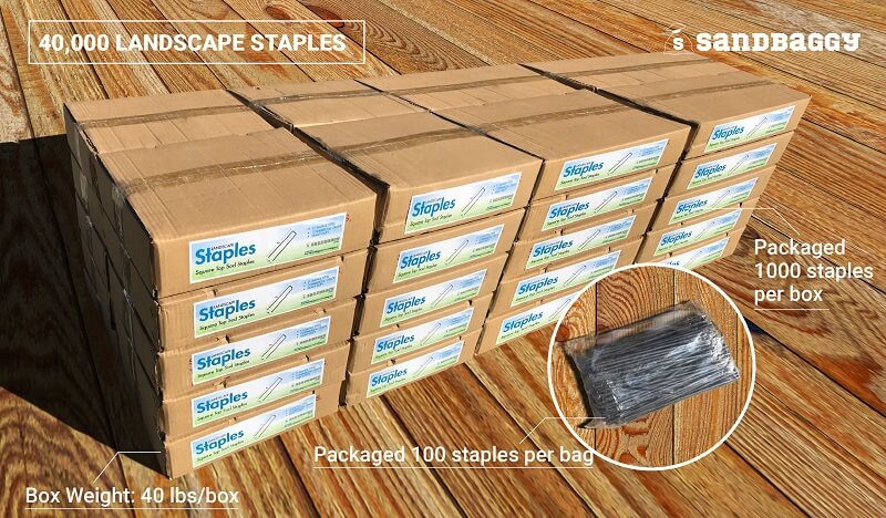 Bulk 11 gauge galvanized steel landscape staples (Sandbaggy): 40,000 staples