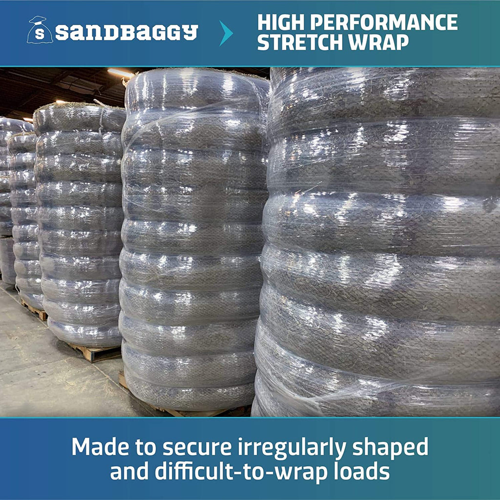 Sandbaggy Extra Wide 60 Inch Stretch Wrap | Made in USA | Size: 80 Gauge - 60" x 5000 ft Roll | Cast Film | Industrial Strength - Stretches up to 250%
