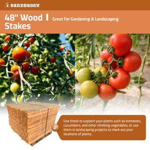48" wood stakes for gardening