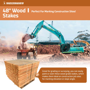 48" Wood stakes for construction