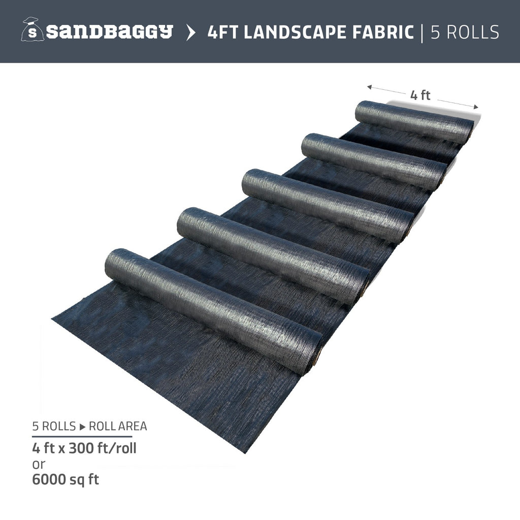 5 rolls of 4 ft x 300 ft woven polypropylene landscape fabric for sale