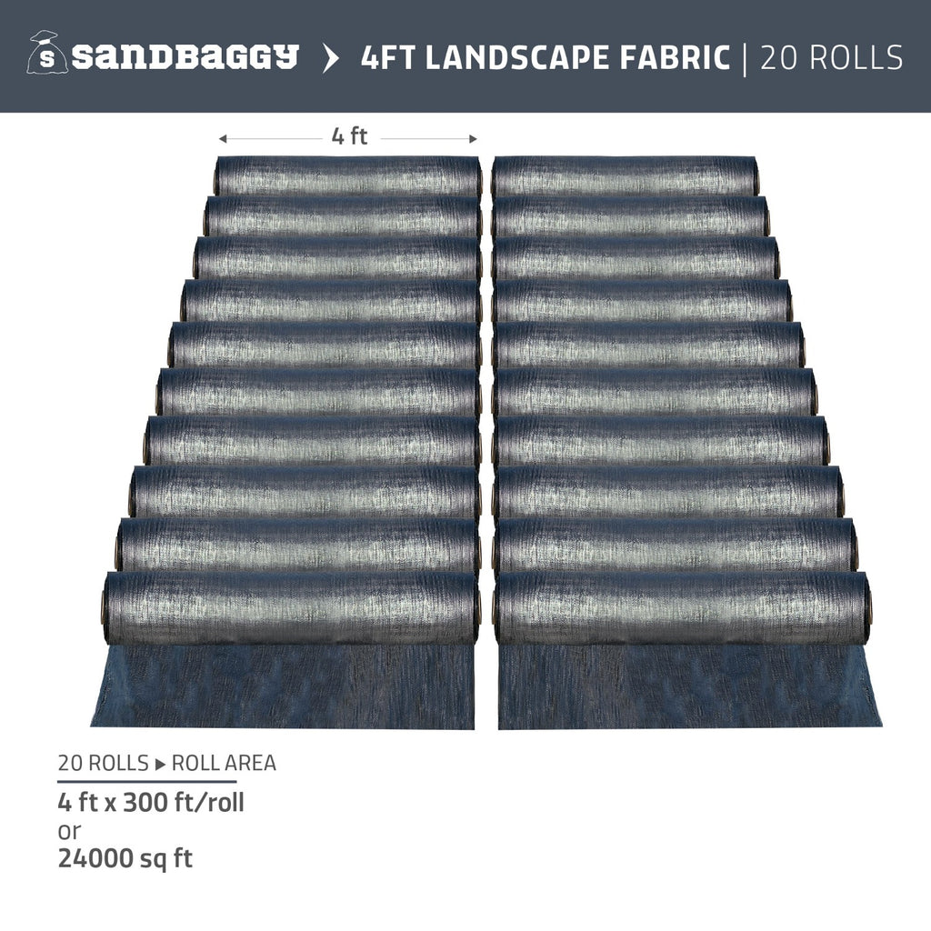 20 rolls of 4 ft x 300 ft woven polypropylene landscape fabric in bulk