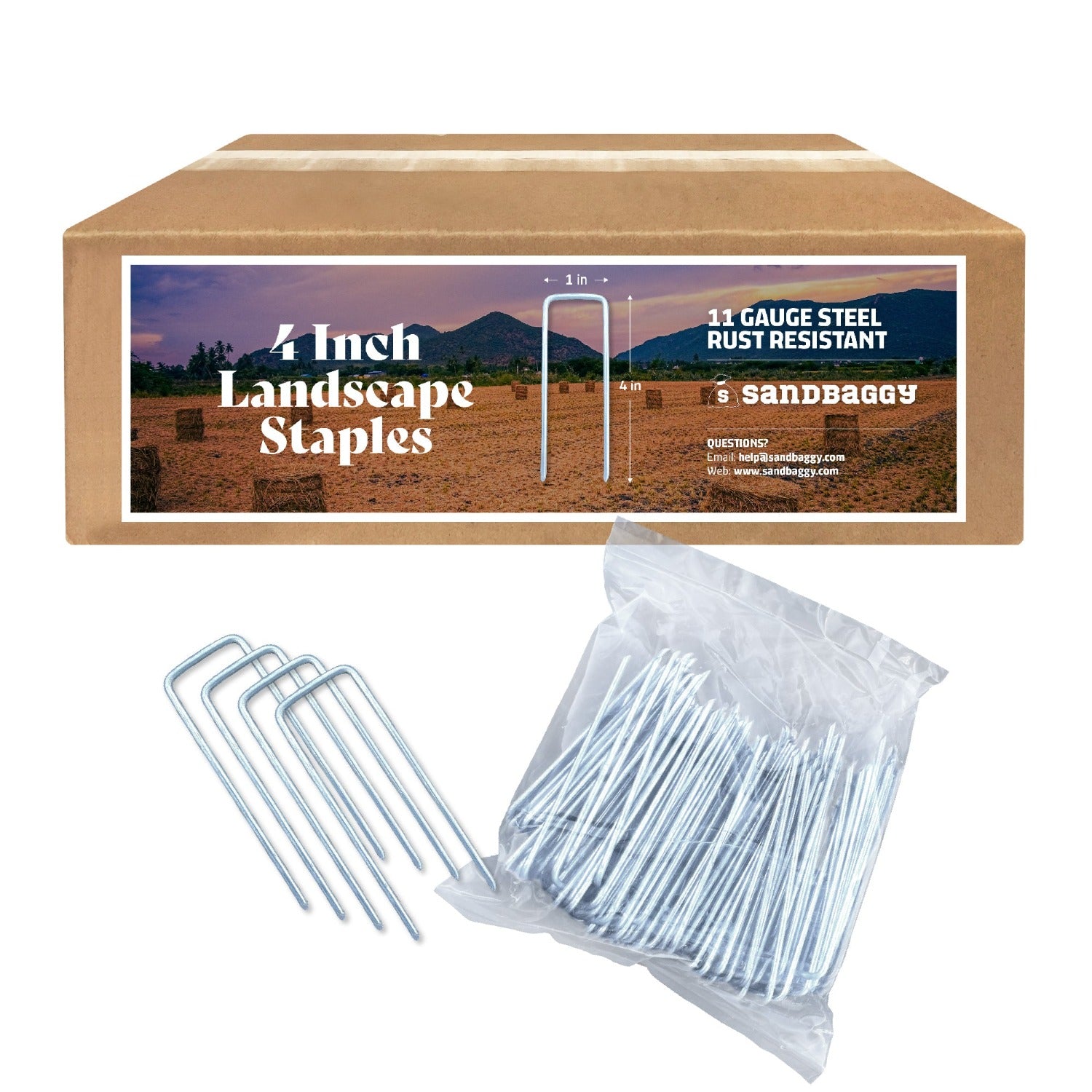 Landscape Staples for Gardens, Sod, & Lawns – Sandbaggy