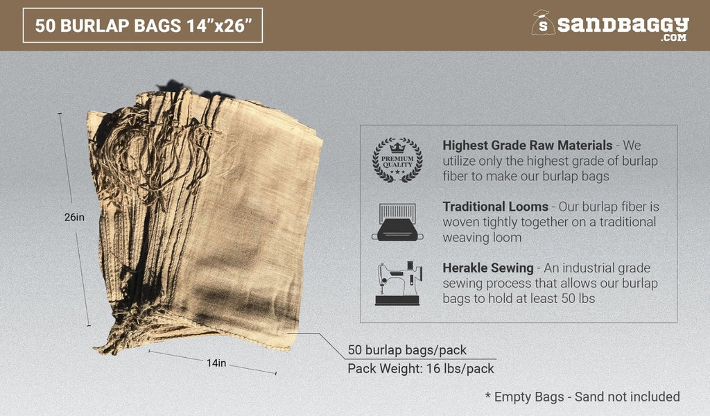 50 burlap bags 14x26: highest grade raw materials, traditional looms, herakle sewing