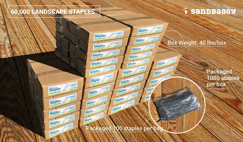 Bulk 11 gauge galvanized steel landscape staples (Sandbaggy): 60,000 staples