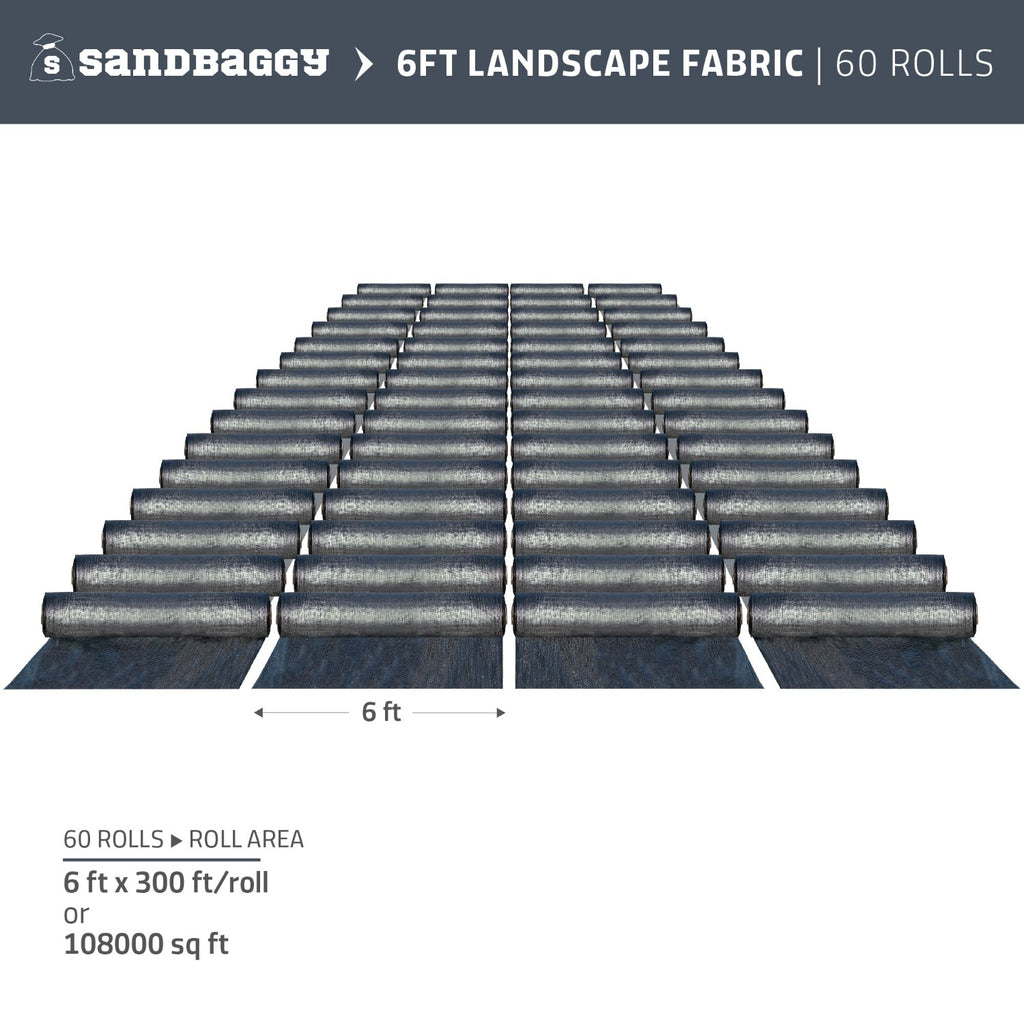 6 ft x 300 ft landscape fabric weed barrier in bulk (60 Rolls)