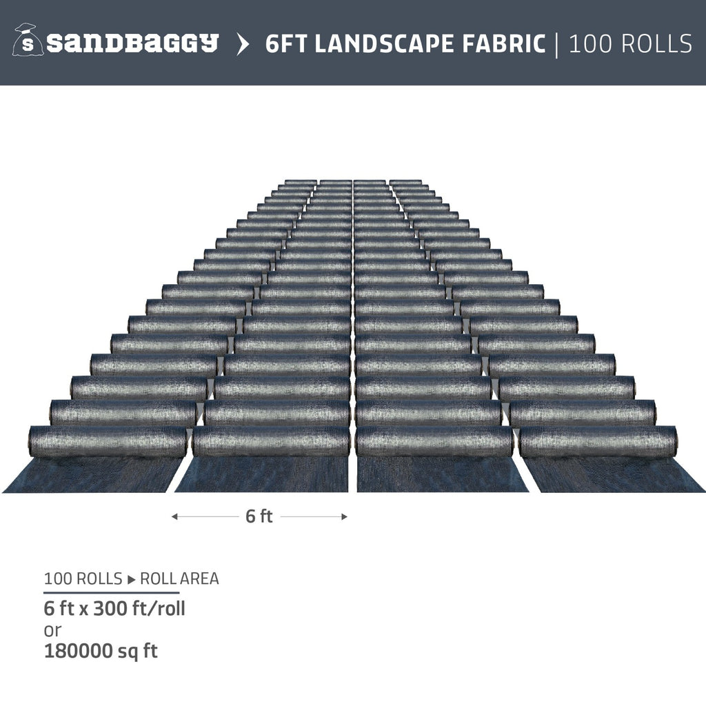 6 ft x 300 ft landscape fabric weed barrier in bulk (100 Rolls)