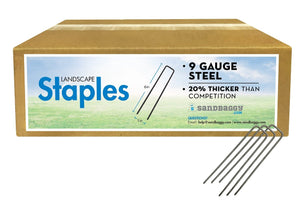 Heavy Duty Landscape Staples: 9 Gauge Steel: 20% thicker than competition (cardboard box)