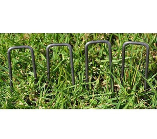 Sod staples installed in grass
