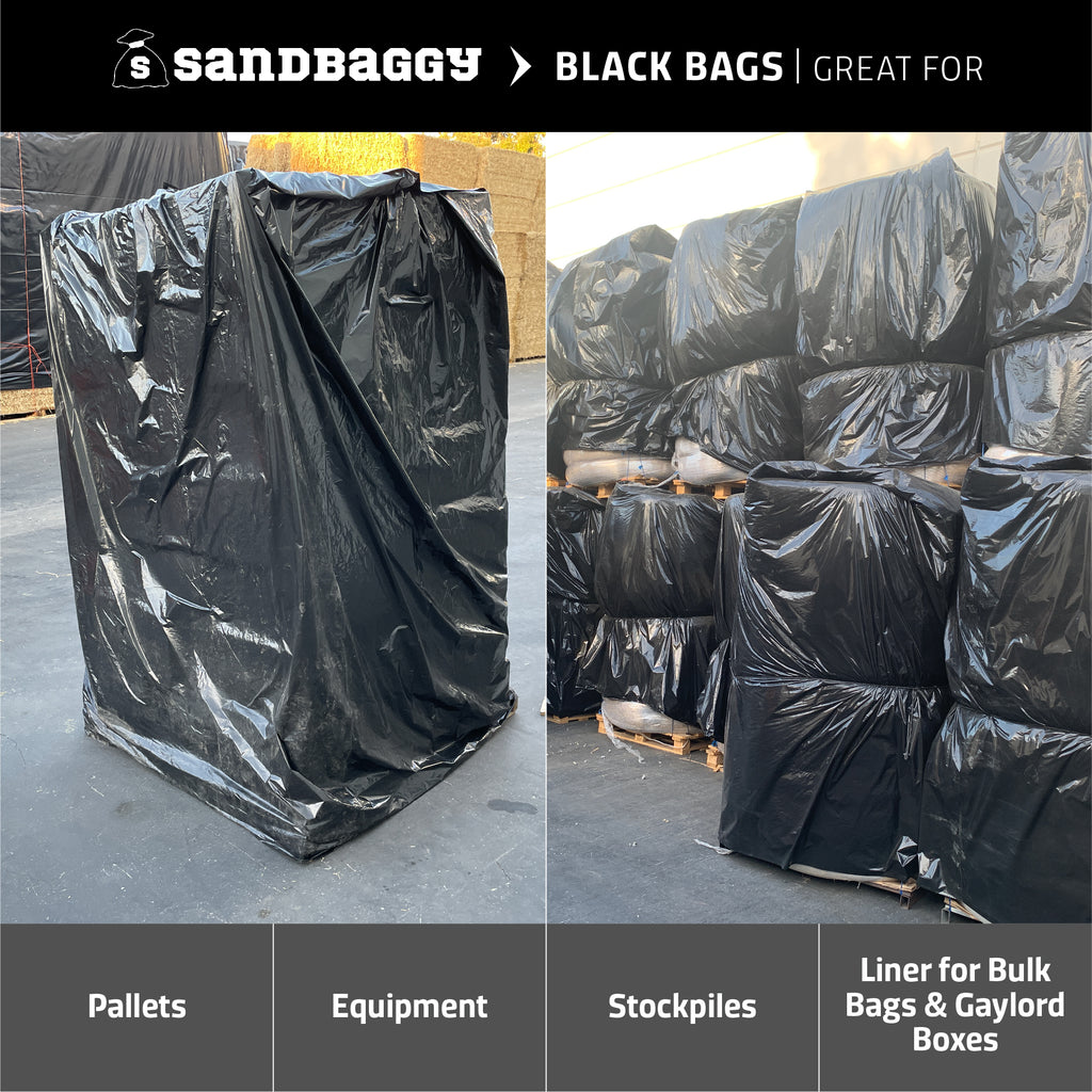Sandbaggy Black Pallet Covers | Made in USA | Fits EXTRA LARGE Pallets Up to 55" x 55" x 100" | Built w/ UV | 1.5 Mil or 3 Mil Thick