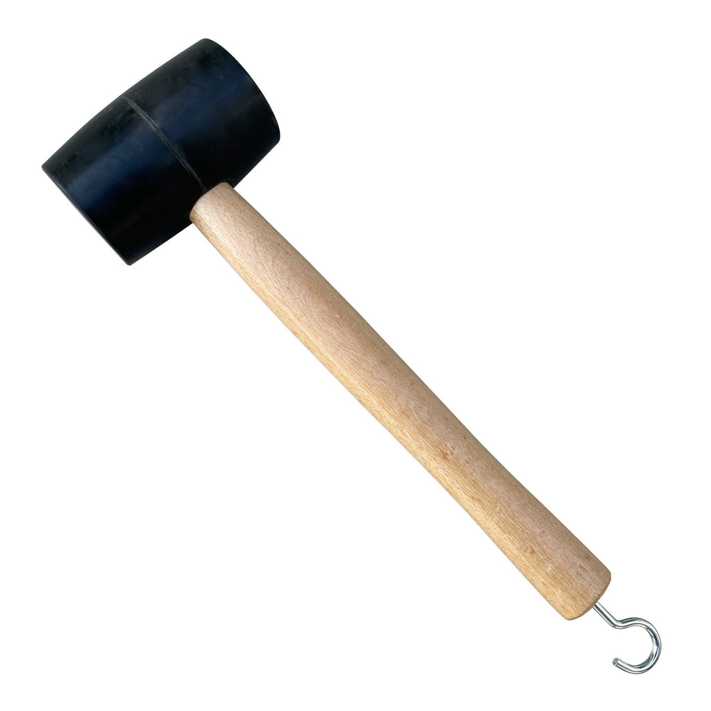 20 oz black rubber mallet with wood handle