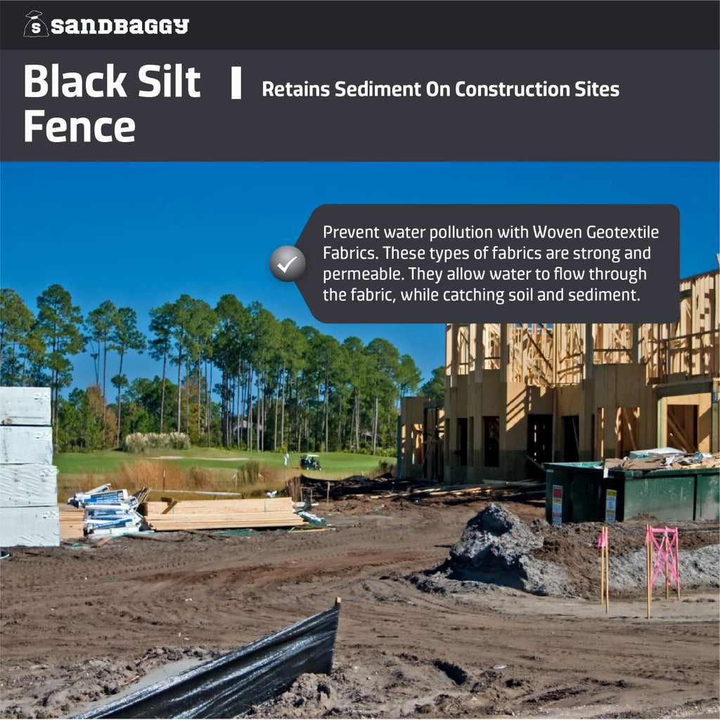 black silt fence for sediment retention on construction sites
