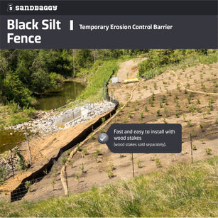 temporary black silt fence for erosion control barrier