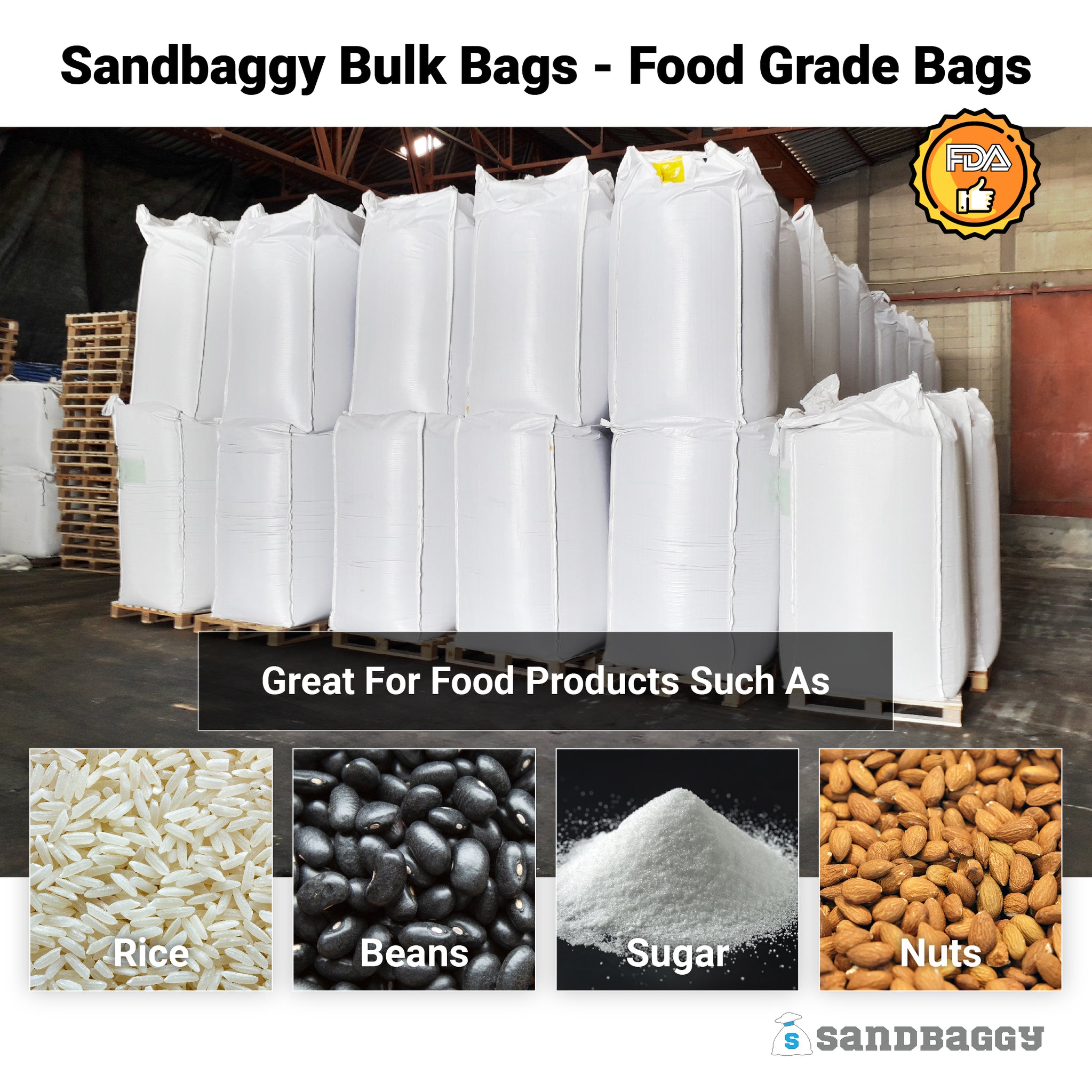 Food grade Flexible Intermediate Bulk Containers PP Woven Jumbo Bags FIBC