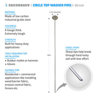 18 inch steel circle top pins for landscaping