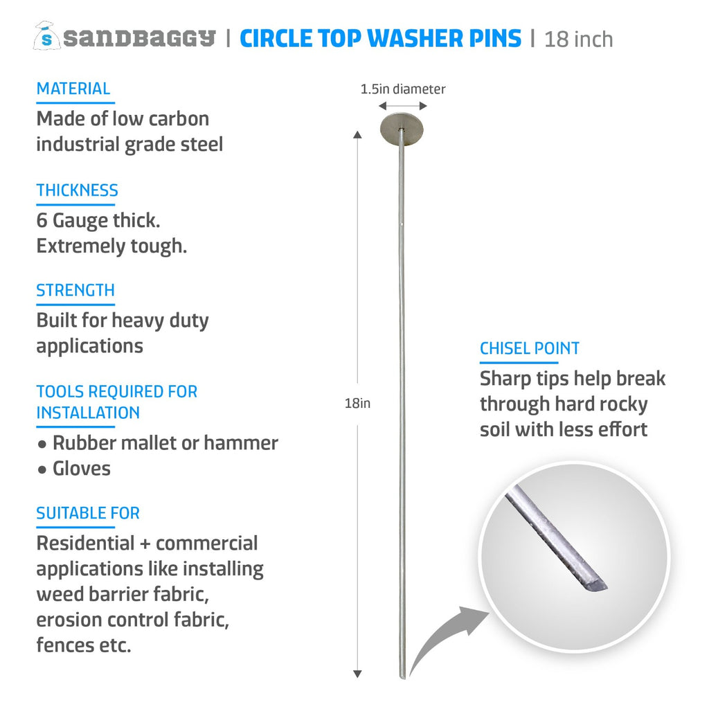 18 inch steel circle top pins for landscaping