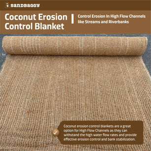 coconut matting rolls controls erosion in high flow channel areas
