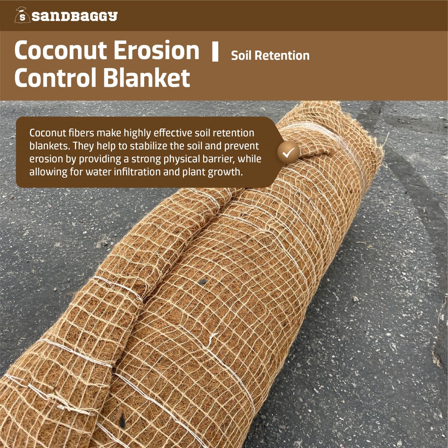 Coconut Erosion Control Blanket, 8ft x 113ft Roll