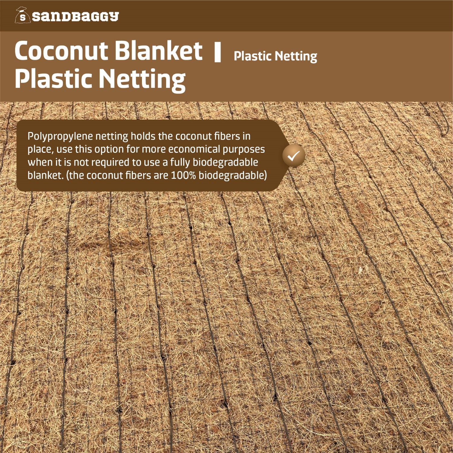 Coconut Blanket - Erosion Control (Biodegradable) - Steep Slopes (1:1) -  Lasts 2-5 yr (3.75 ft x 120 ft)