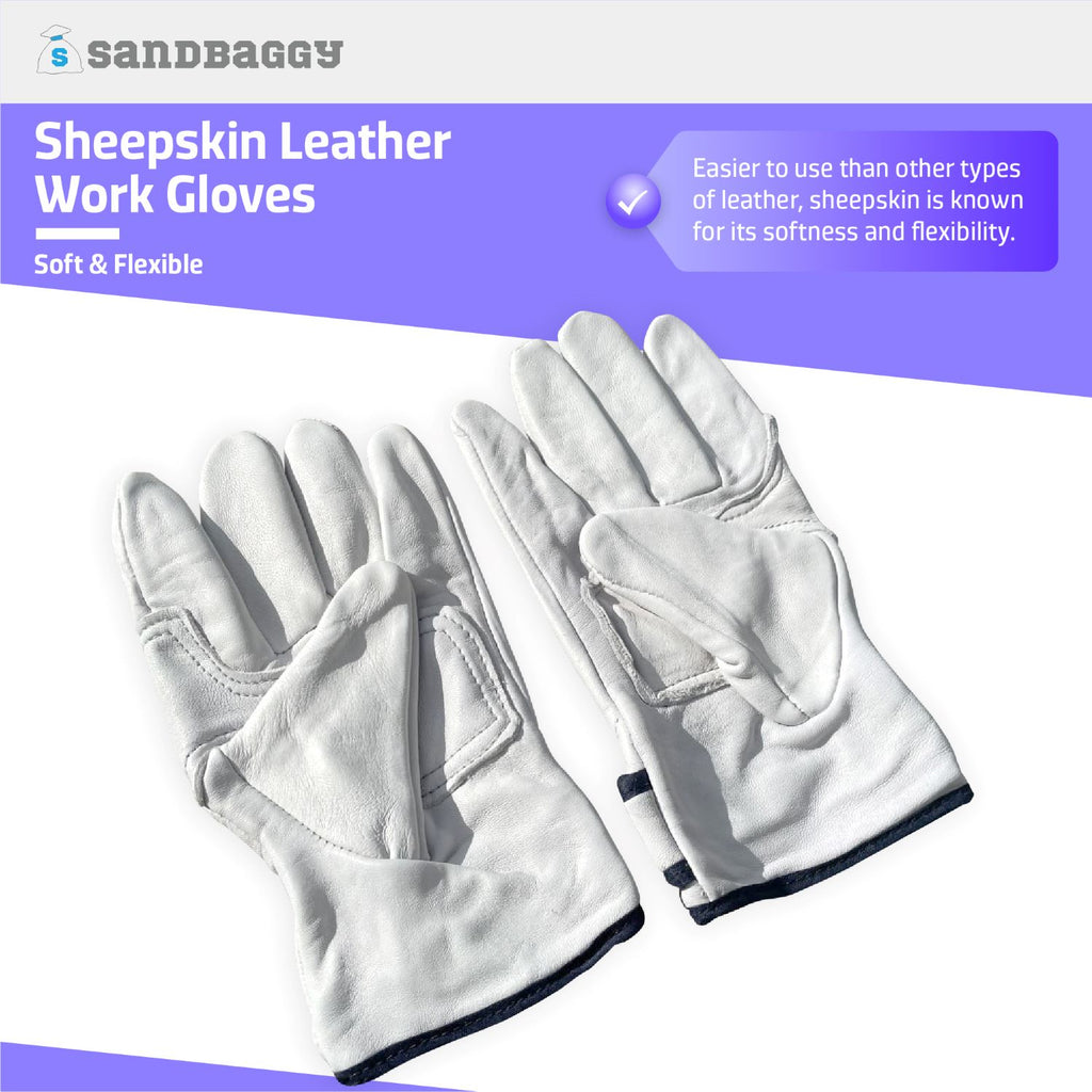 soft flexible sheepskin leather work gloves
