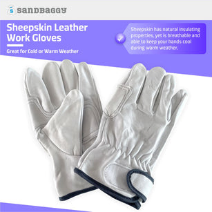 warm sheepskin leather work gloves for winter