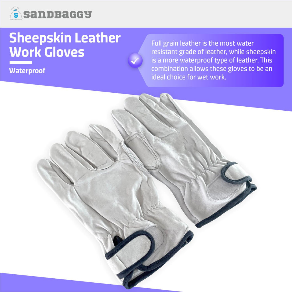 waterproof sheepskin leather work gloves