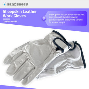 keystone thumb and velcro wrist sheepskin leather work gloves