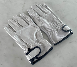 light gray leather work gloves for men or women (unisex)