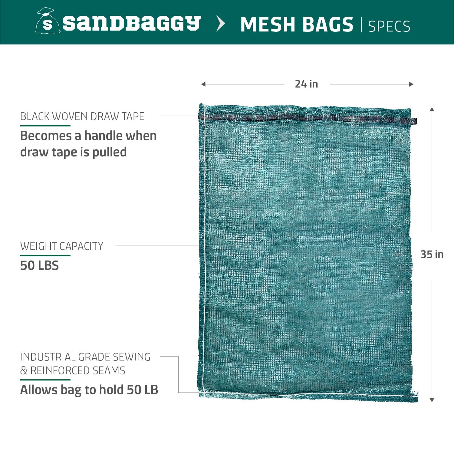 Onion Bags - Reusable Mesh Produce Bags (50 lb.) - Sandbaggy