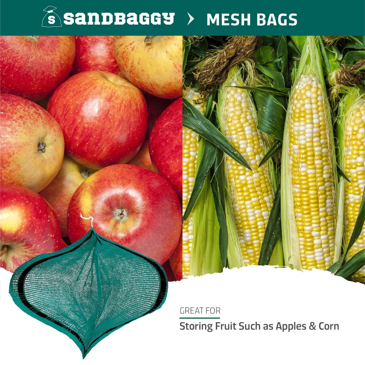 Large Mesh Onion Produce Bags - Reusable, Plastic - Sandbaggy