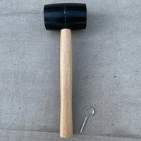 Black rubber mallet with tent peg remover attachment