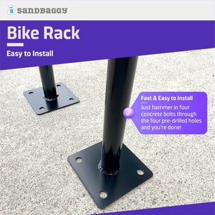 In Ground Bike Rack with pre-drilled holes. Install into concrete with hammer and bolts.