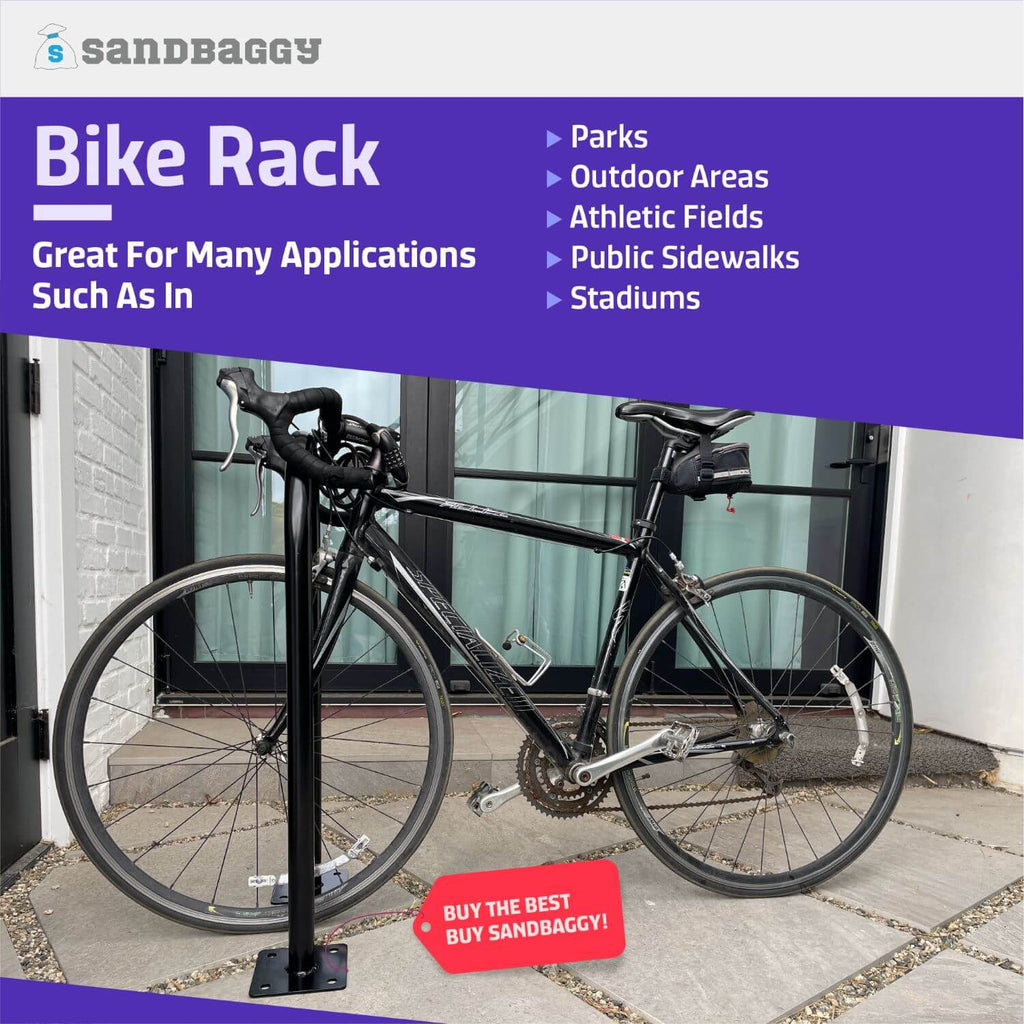 External Bike Racks Outdoor Bike Rack | U Bike Rack, In Ground, Commercial (Black) - Sandbaggy