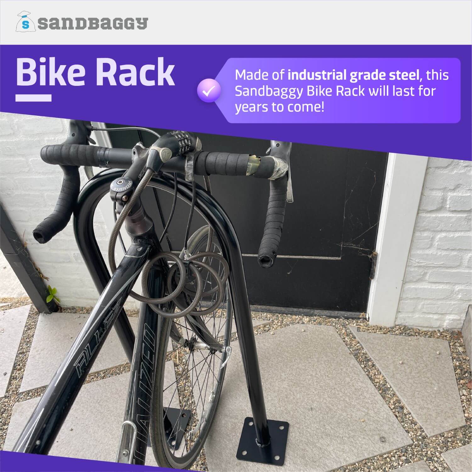 Outdoor Bike Rack | U Bike Rack, In Ground, Commercial (Black) - Sandbaggy