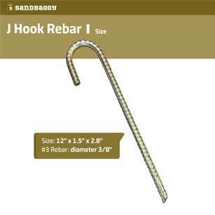 12" x 1.5" x 2.8" J hook rebar stakes
