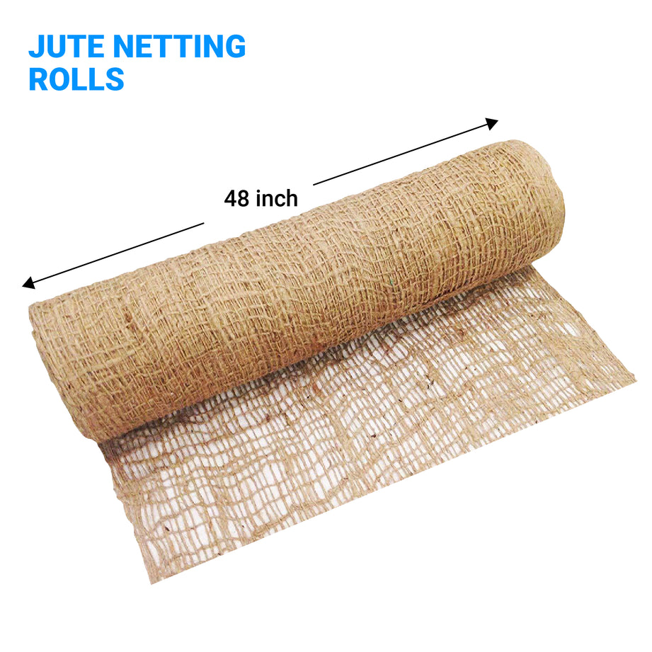 Jute Netting - Erosion Control (Biodegradable) - 4 ft or 8 ft Wide (Lasts  6-24 mo)