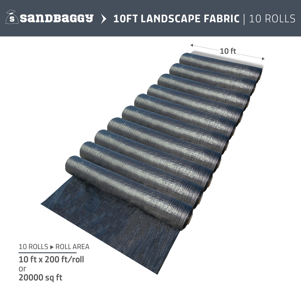 10 ft x 200 ft landscape weed barrier fabric in bulk (10 Rolls)
