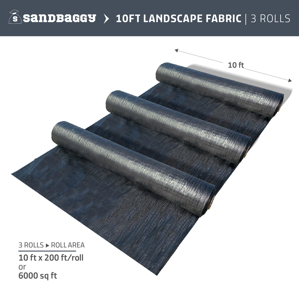 10 ft x 200 ft landscape weed barrier fabric for sale (3 Rolls)