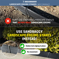 Sandbaggy 10-Inch Steel Landscape Edging Stakes Staples | Sturdier Than Plastic | Works for All Landscape Edging Brands Such As Dimex & Easy Flex
