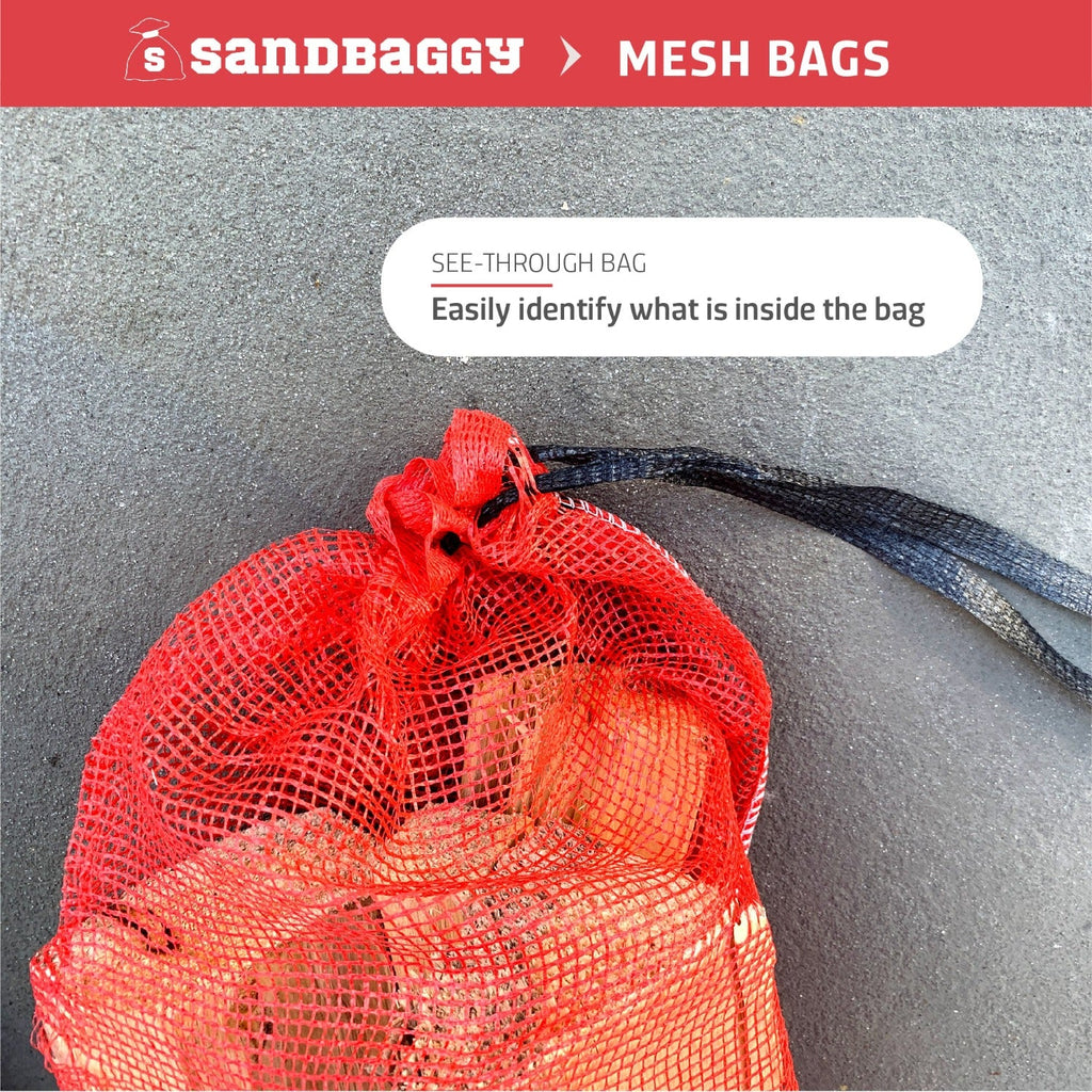Small 15" x 25" mesh onion bags for produce with see through netting.