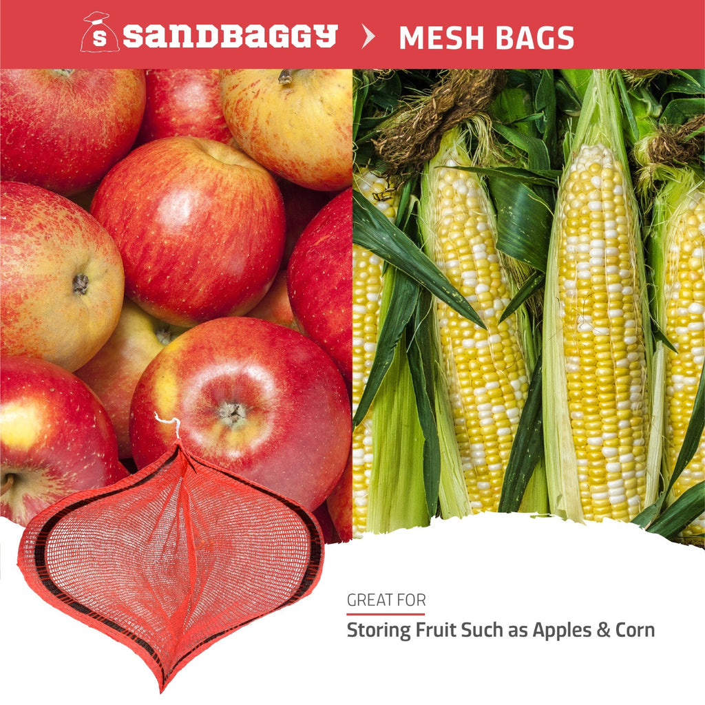 18" x 30" mesh onion bags for storing produce like apples & corn