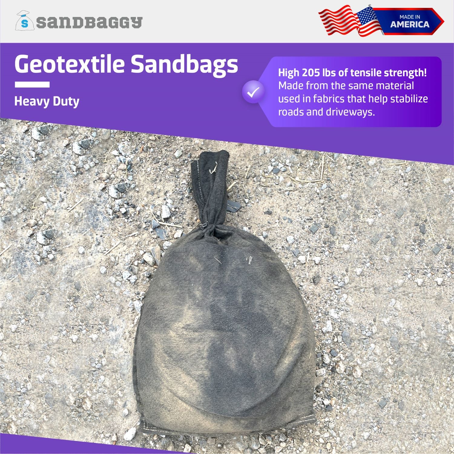 Geotextile Sandbags - Military Grade, Nonwoven - Sandbaggy