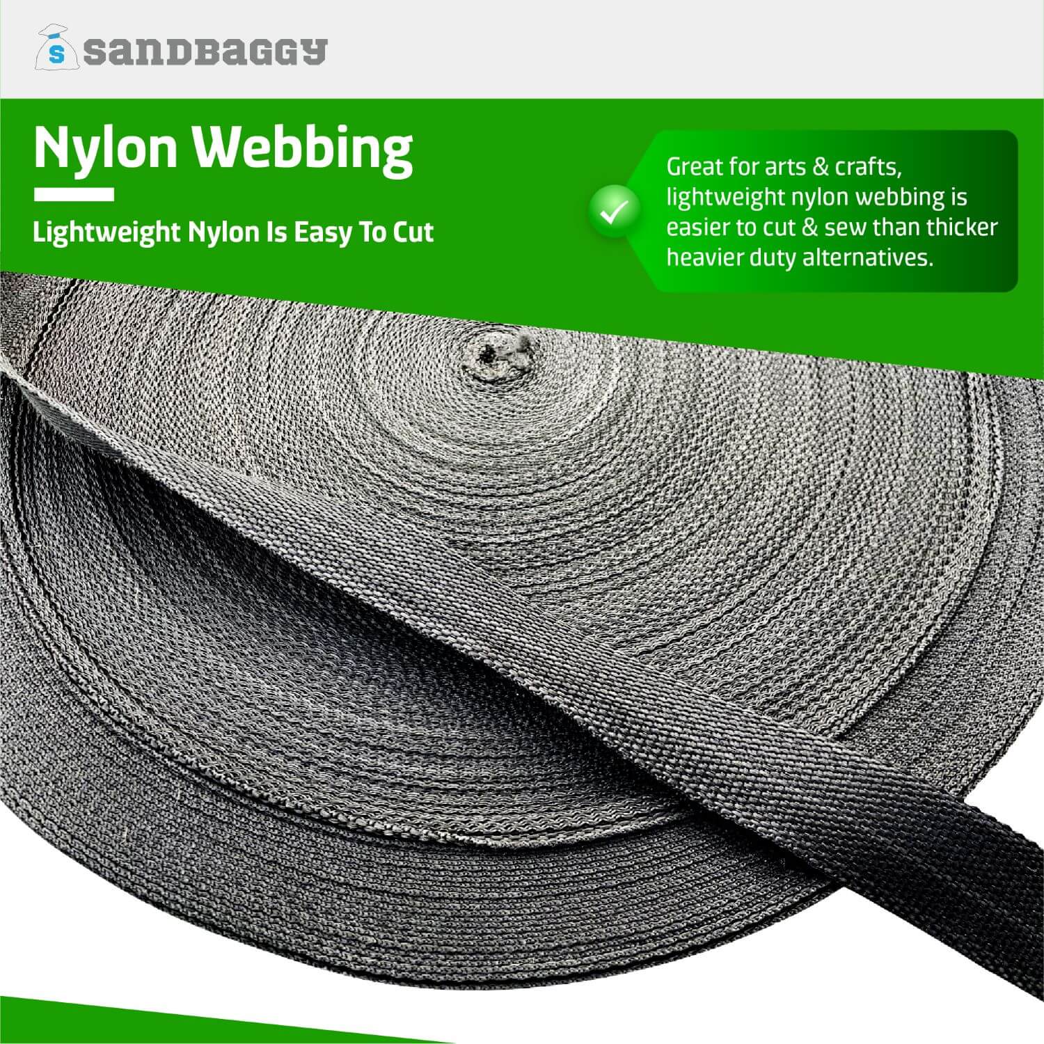 Flat Nylon Webbing, per {1 ft, 30 cm}