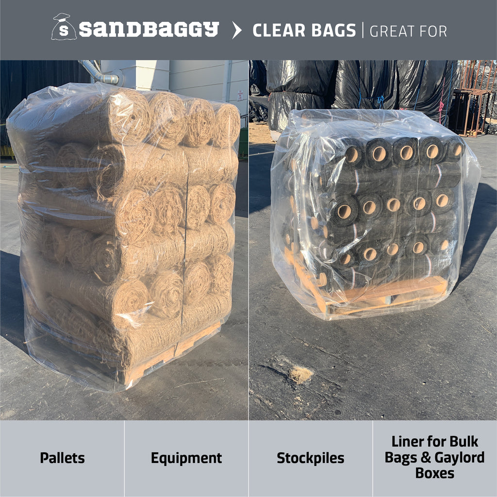 Sandbaggy Clear Pallet Covers | Made in USA | Fits Large Pallets Up to 55" x 55" x 75" | Built w/ 1 Month UV | 1.5 Mil Thick
