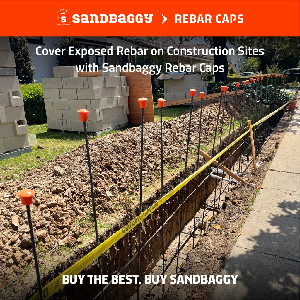 Sandbaggy Rebar Mushroom Safety Caps | For Rebar #3 to #8 | Concrete Stakes | T-Posts Caps