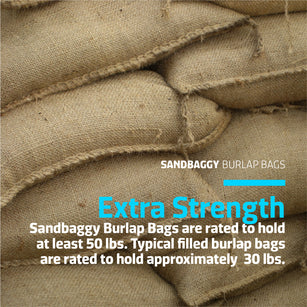 Sandbaggy Burlap Bags can hold up to 50 lb. weight capacity.