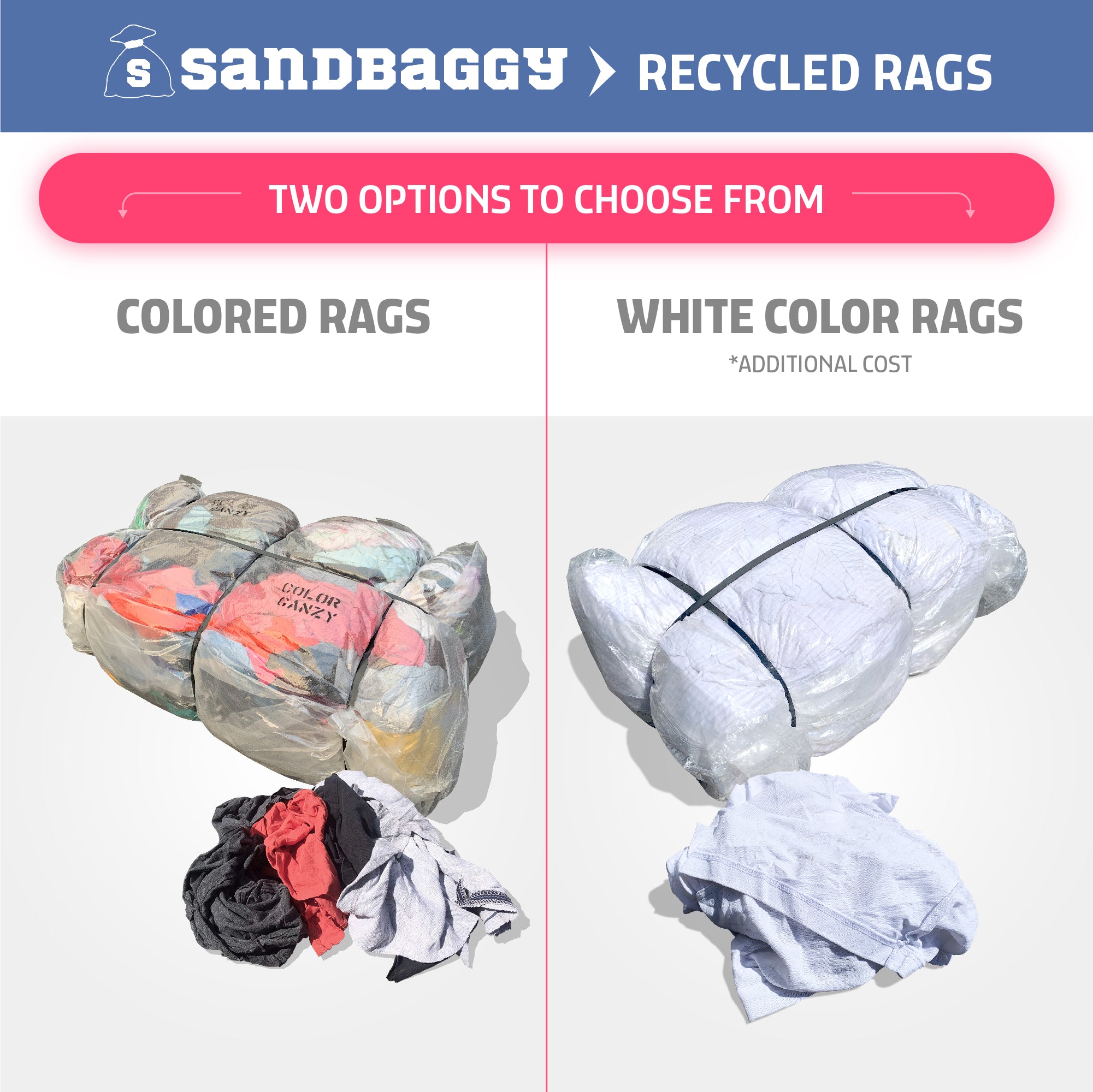 Color Heavy Duty Cotton Wiping Rags - 1000 lbs Bale